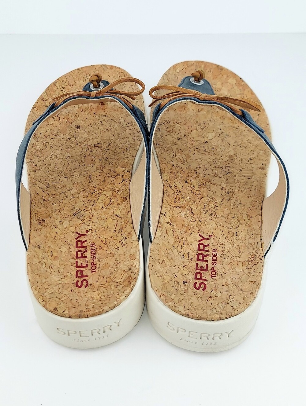 Sperry Blue Nubuck Cork Footbed Platform Sandals 12 - Picture 7 of 11